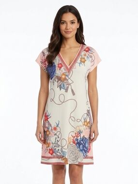 HALE BOB Floral Printed Vneck Lightweight Midi Dress Size Small